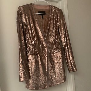 BCBGmaxazria rose gold sequined blazer / blazer dress